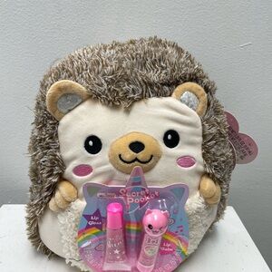 Hedgehog Plush Toy with Lip Gloss Set